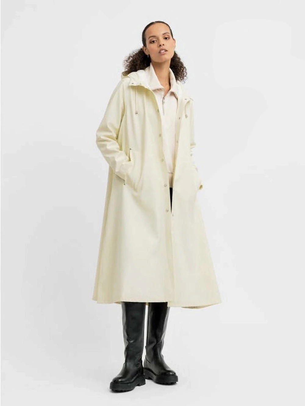 Stutterheim Hooded Long Rain Trench Coat - Mosebacke